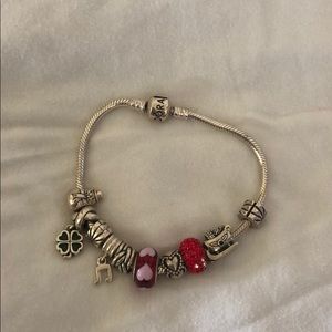 Pandora charm bracelet with 10 charms